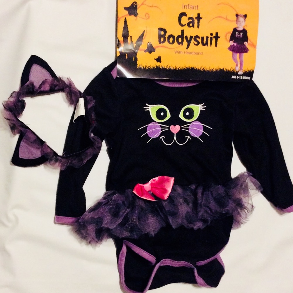 Infant Cat Bodysuit and Headband Halloween Costume